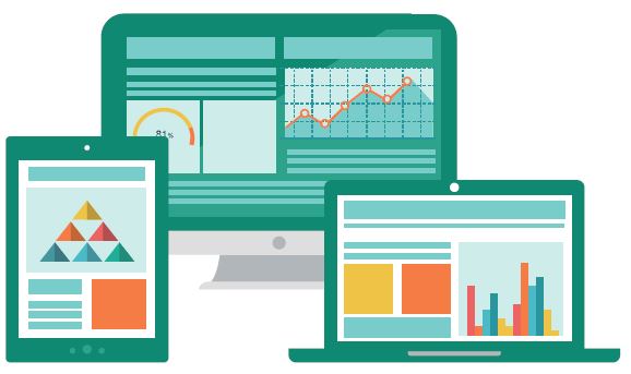 Graphic Image of Laptops with graphs